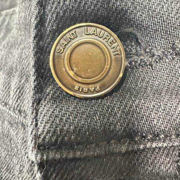 YSL Saint Laurent D10 Men's Black Raw Hem Mid Rise Relaxed Slim Jeans Size 34 - Picture 14 of 16